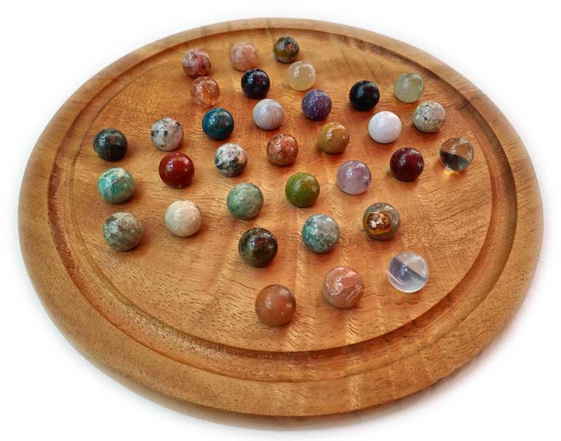 Grand Jeu De Solitaire En Pierres De Madagascar - 13 Kg - 46 Cm De Diamètre - 37 Pierres